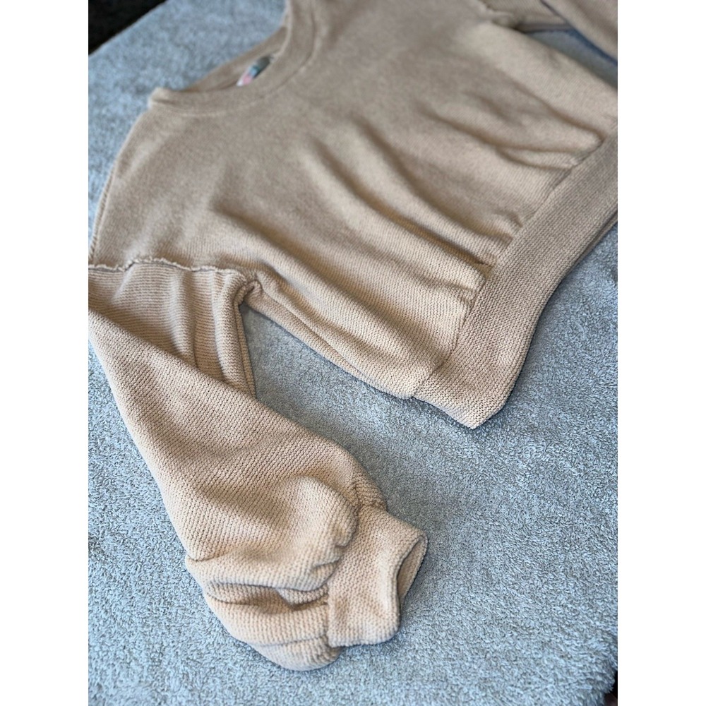Woman's‎ Free People Beach Happy Pullover Sweatshirt Beige Size Large - Picture 4 of 14